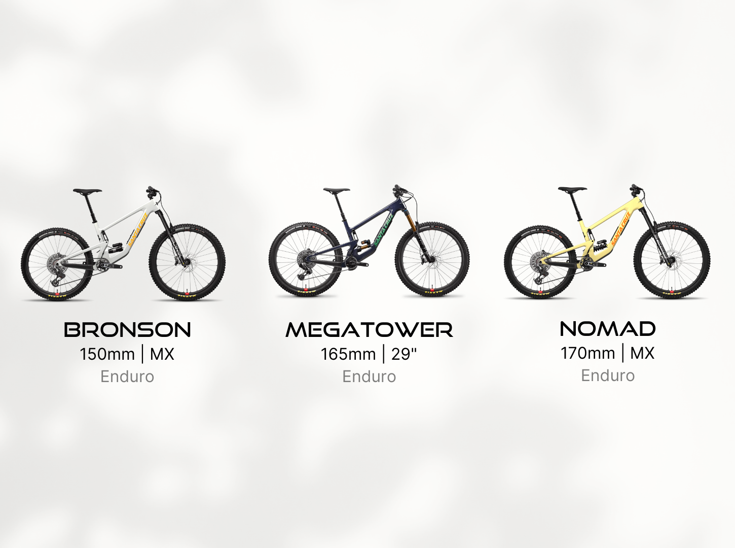 Santa Cruz Modellvarianten Bronson Megatower Nomad Santa Cruz Modellvarianten Bronson Megatower Nomad