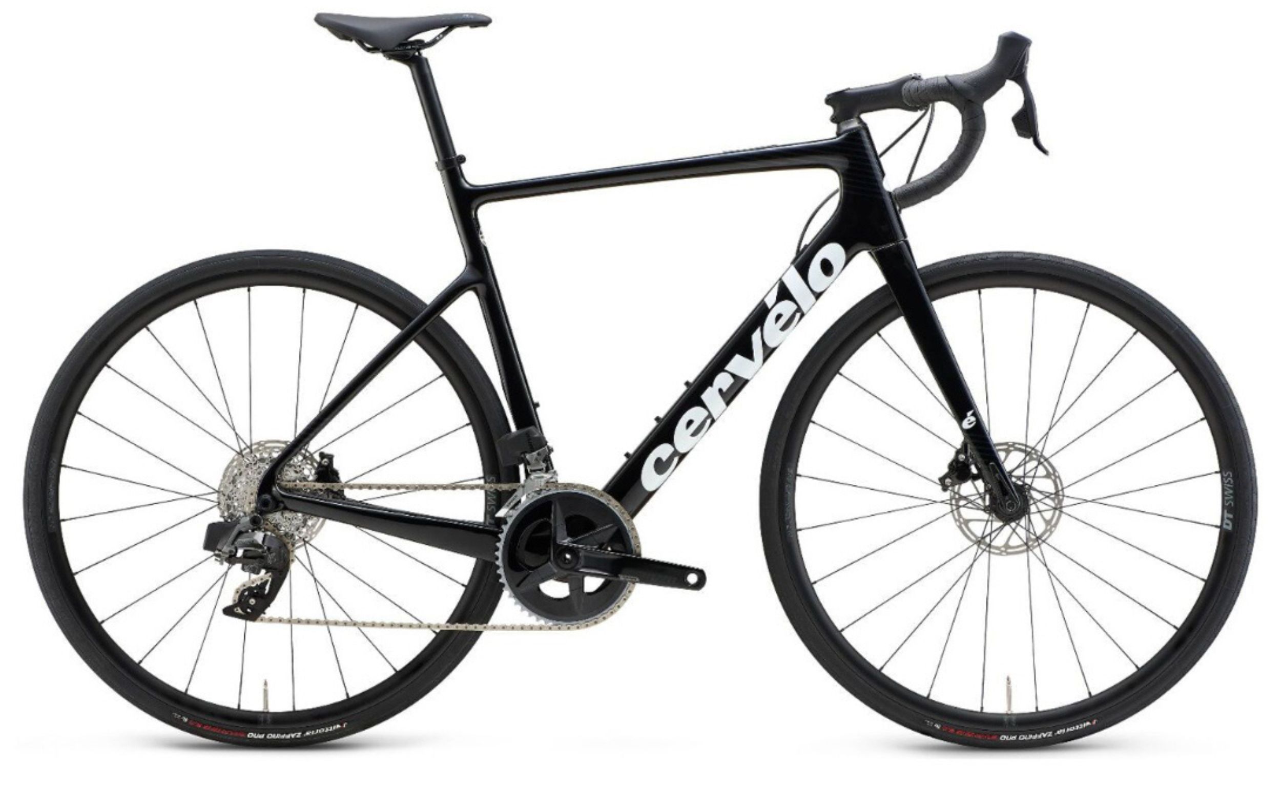 Cervélo Caledonia Rival Etap AXS elektronische aandrijving Cervélo Caledonia Rival schwarz mit weißem Decal Seitenansicht rechts